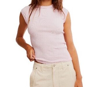 We The Free Pink Cap Sleeve  Tee